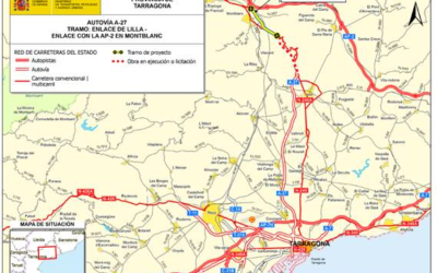 Mitma licita el contrato para redactar el proyecto del último tramo de la autovía A-27, entre Lilla y el enlace con la AP-2 en Montblanc