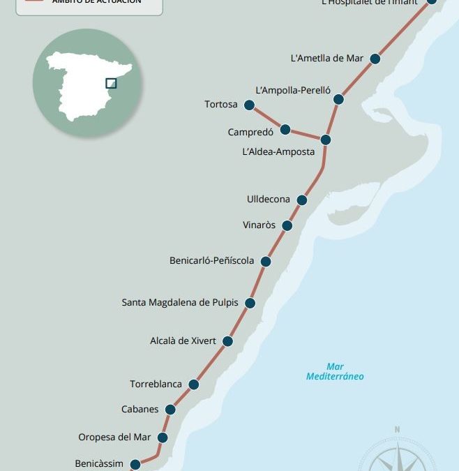 Adif adjudica las obras para el ancho estándar en el tramo Castelló-Vandellòs del Corredor Mediterráneo