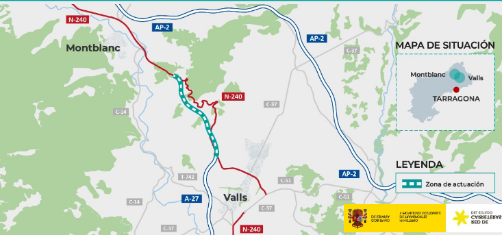 Invertirán 5,4 M€ en las obras complementarias de la A-27 entre Valls  y Montblanc